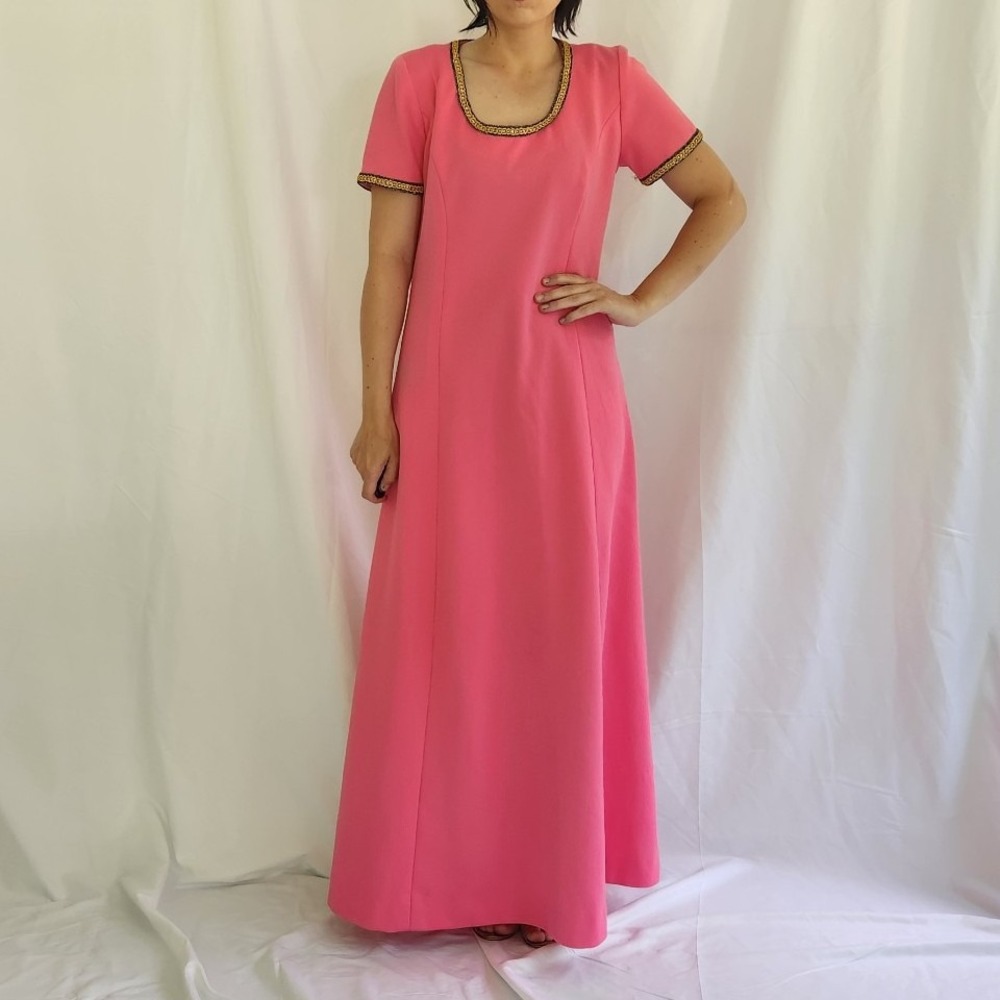 70s Pink Handmade Maxi Dress